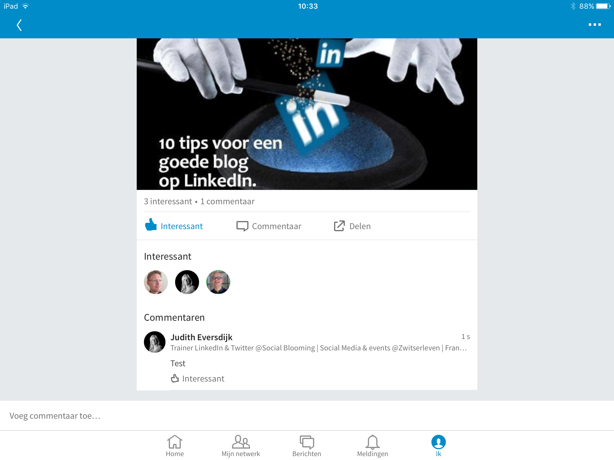 Reactie op Company Page iPad