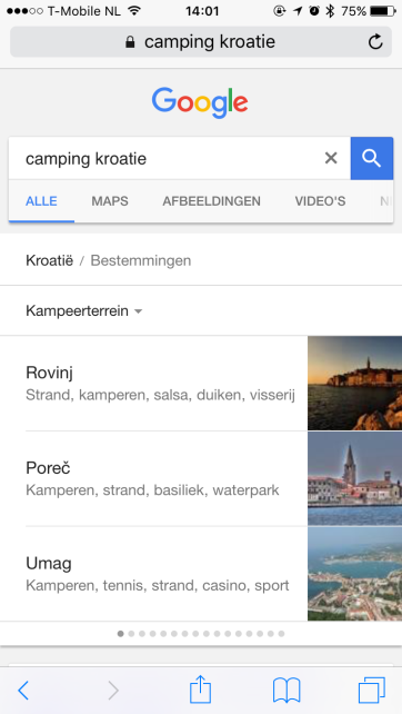 SERP Camping Kroatie Mobiel