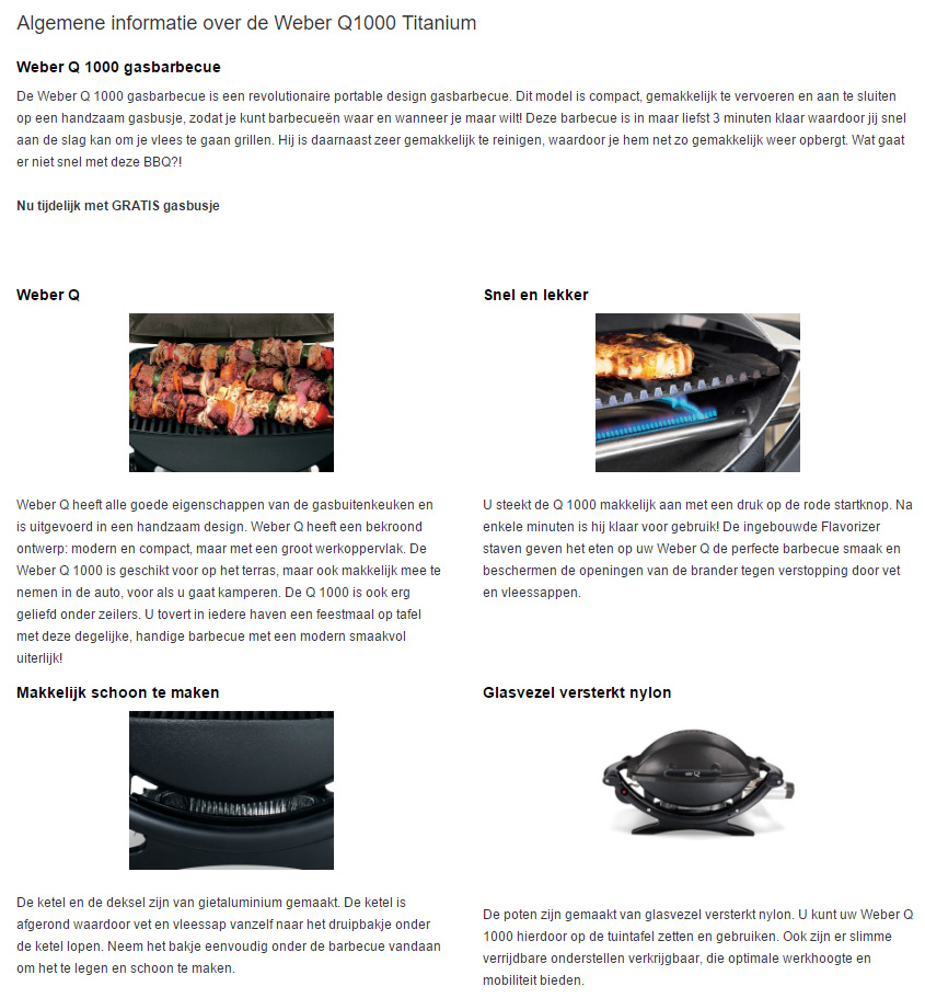 Barbecueshop productbeschrijving