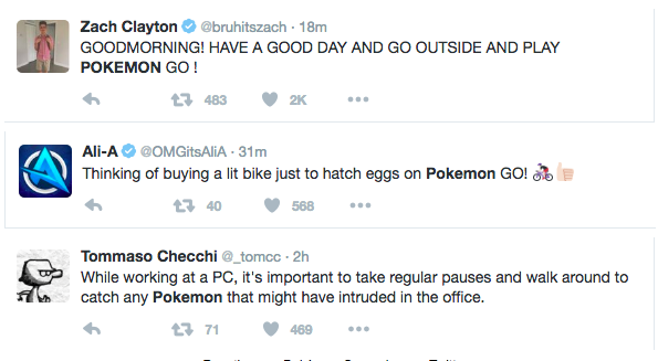 Reacties van Pokemon Go spelers op Twitter