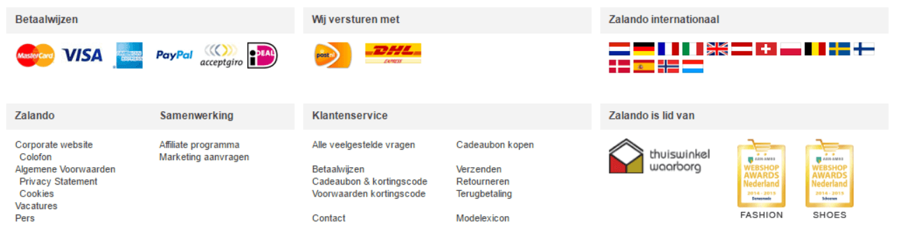 Zalando footer keurmerken