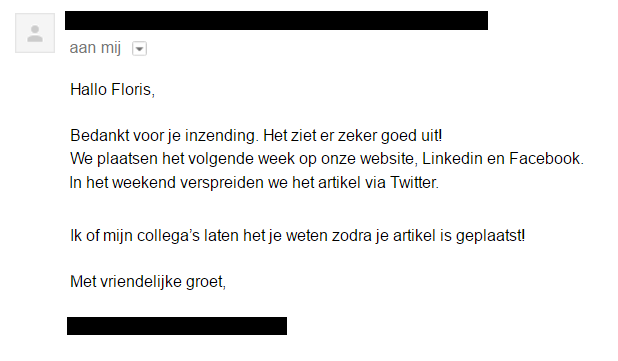Enthousiaste reactie outreach
