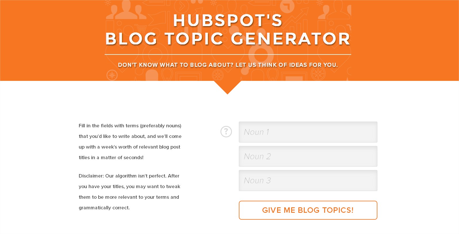 HubSpot's Blog Topic Generator