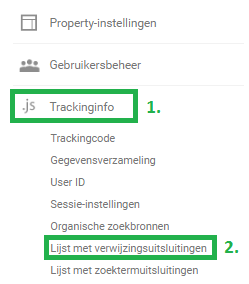 Cross domain tracking verwijzingsuitsluitingen