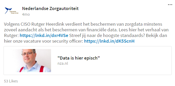Voorbeeld status update NZa