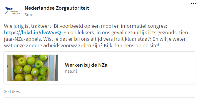 Voorbeeld status update NZa