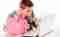 stockfoto spaarvarken laptop