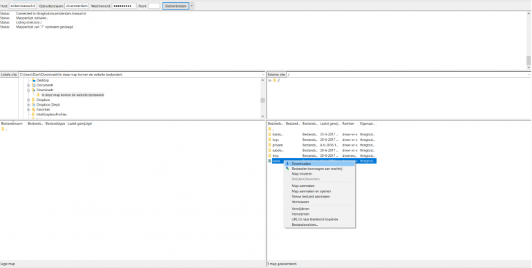 Website bestanden downloaden m.b.v. FTP