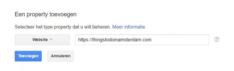 Google Search console property toevoegen