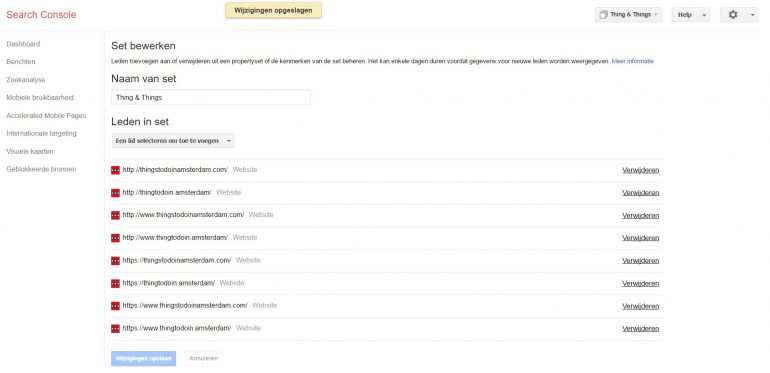 Google Search console set maken