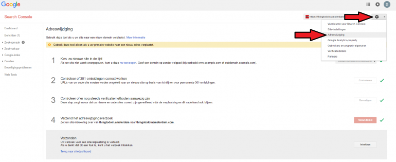Google Search Console adreswijziging doorgeven
