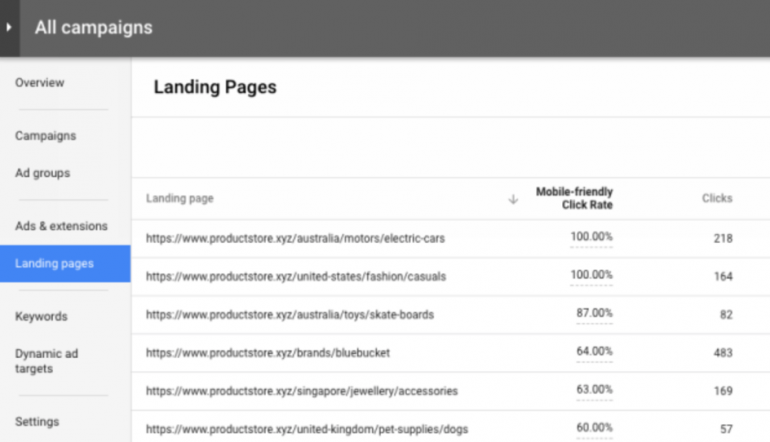 Bestemmingspagina Google AdWords