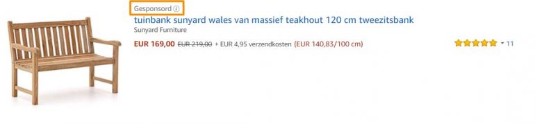 Voorbeeld Amazon-advertentie