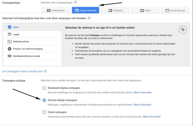 Google AdWords Smart display campagne maken