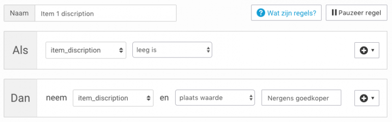 vul het item description-veld met een tekst naar keuze van maximaal 25 tekens