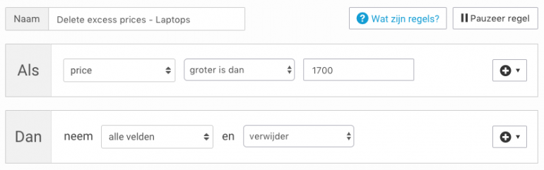 Filter de duurste producten weg