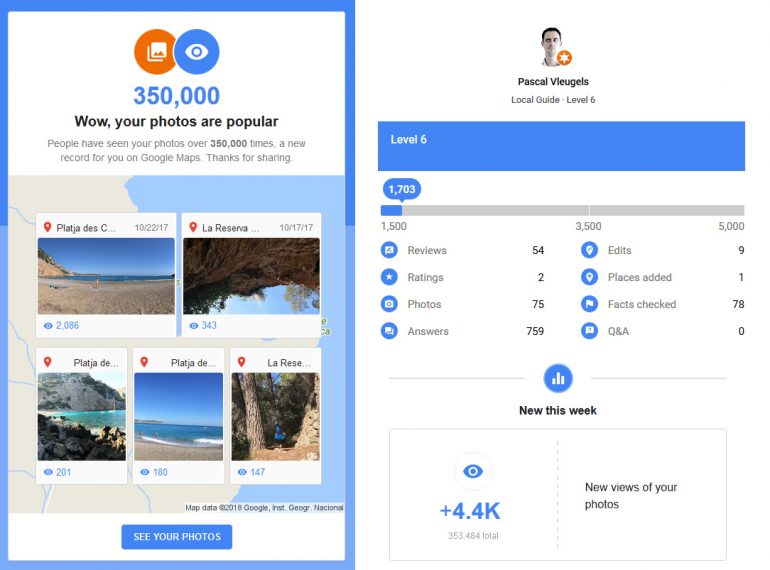 Google Local guides statistieken