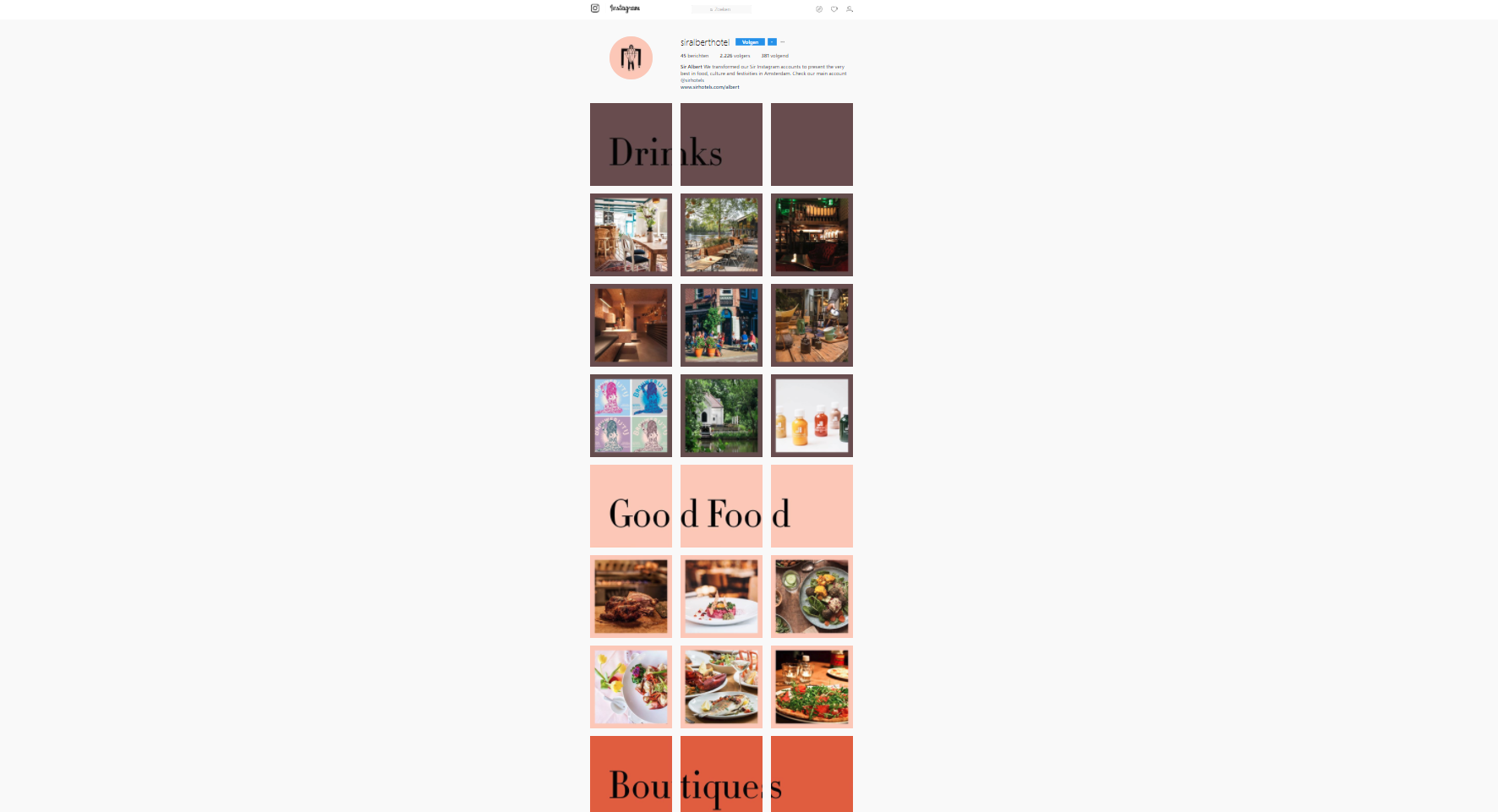Instagram campagne sir albert hotel - Frankwatching