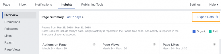 facebook export data