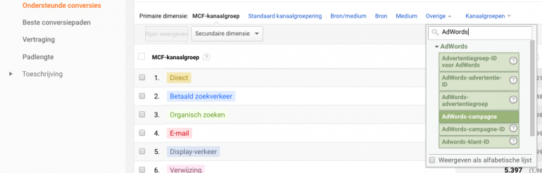 Google Analytics MCF1