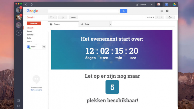 Voorbeeld van een countdown timer