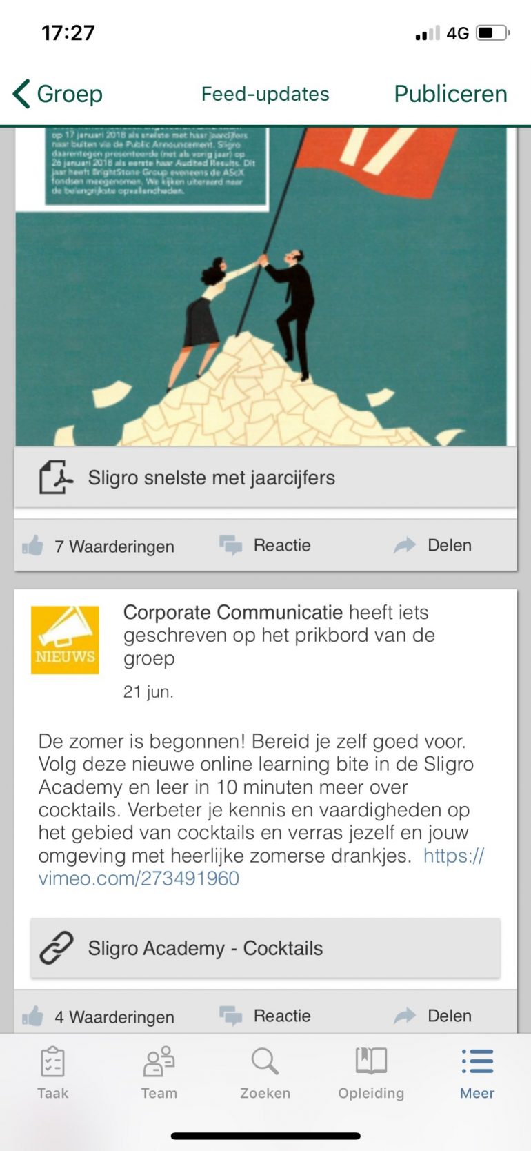 corporate communicatie in app medewerkers Sligro 