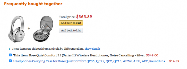 Amazon - frequently bought together cross-sell