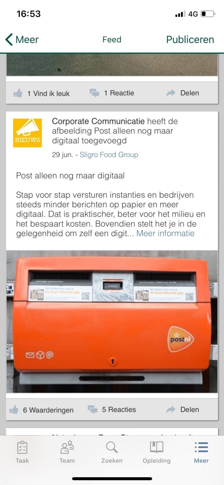 corporate communicatie in app medewerkers Sligro