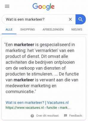 Featured snippet op mobiel