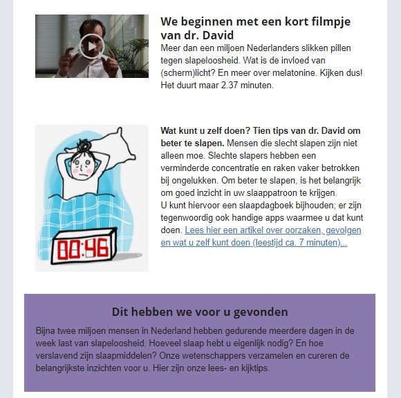 microlearning voorbeeld screenshot mail