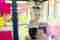 vrouw post-its