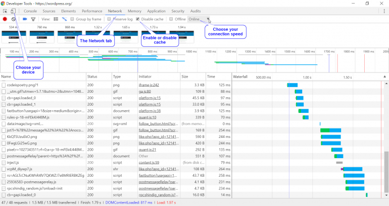 Chrome Dev tools paneel