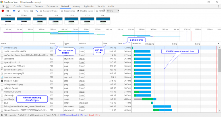 Chrome Dev Tools waterval