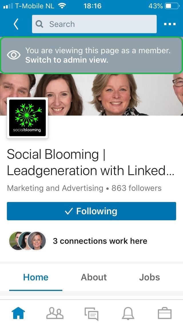 linkedin admin view