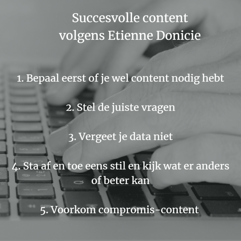 succesvolle content volgens etienne donicie