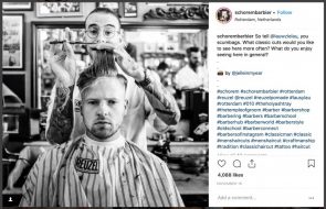 Instagram-hashtags van barbier Schorem.
