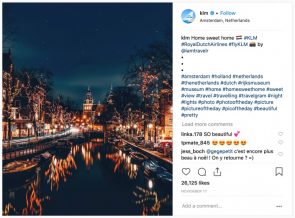 Hashtags KLM op Instagram. 
