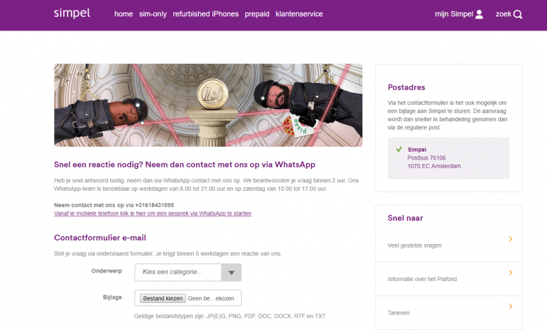 Contactpagina Simpel