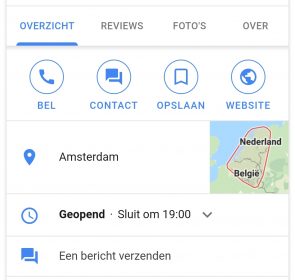 Contact-knop Google Mijn Bedrijf.