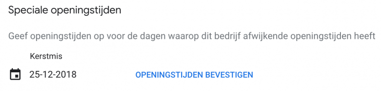 Openingstijden op Google Mijn Bedrijf.