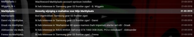 E-mails oplichting via Marktplaats