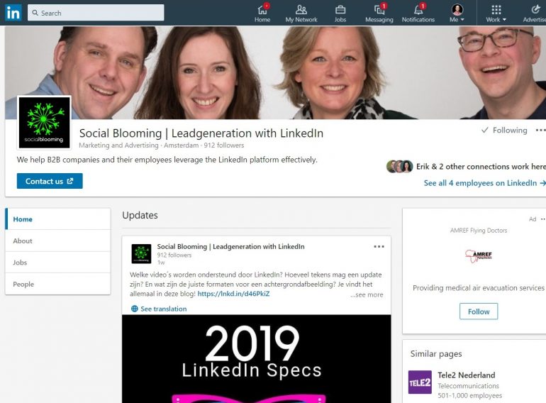 LinkedIn bedrijfspagina
