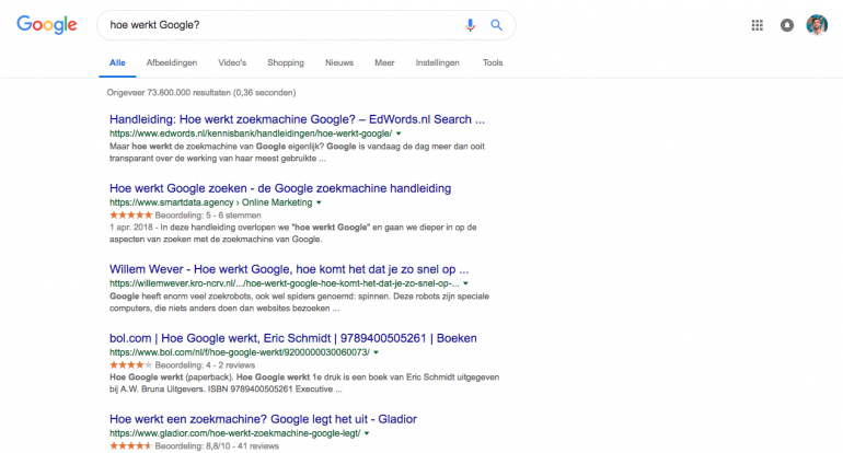 Google resultaten