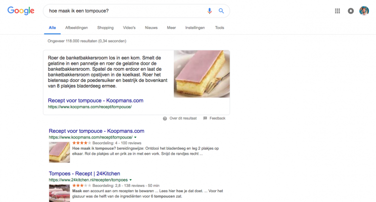 Google geeft het antwoord al
