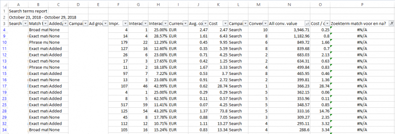 Excel Filter