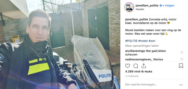 Jan-Willem politieman op Instagram