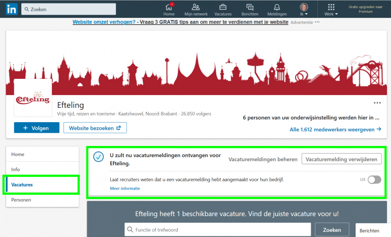 linkedin instellingen 12 job alert recruiter