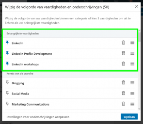 linkedin instellingen 13 vaardigheden