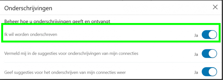 linkedin instellingen 15 onderschrijvingen