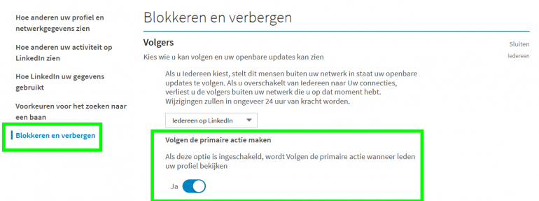 linkedin instellingen 5 blokkeren verbergen